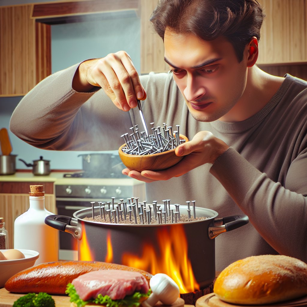 Сънувах, че готвя и слагам пирони в яденето. 