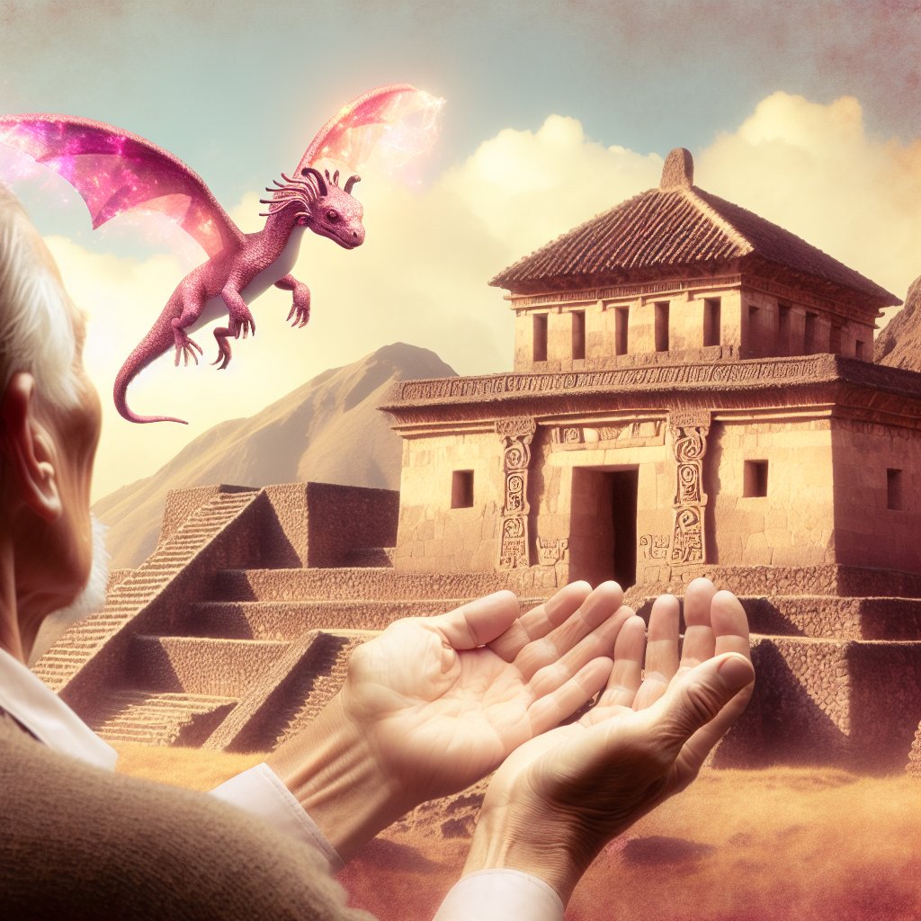 Soñé que mi padre había escavado y encontró una construccion incaica y de ahí vi salir volando un hermoso dragón rosadito era hermoso .